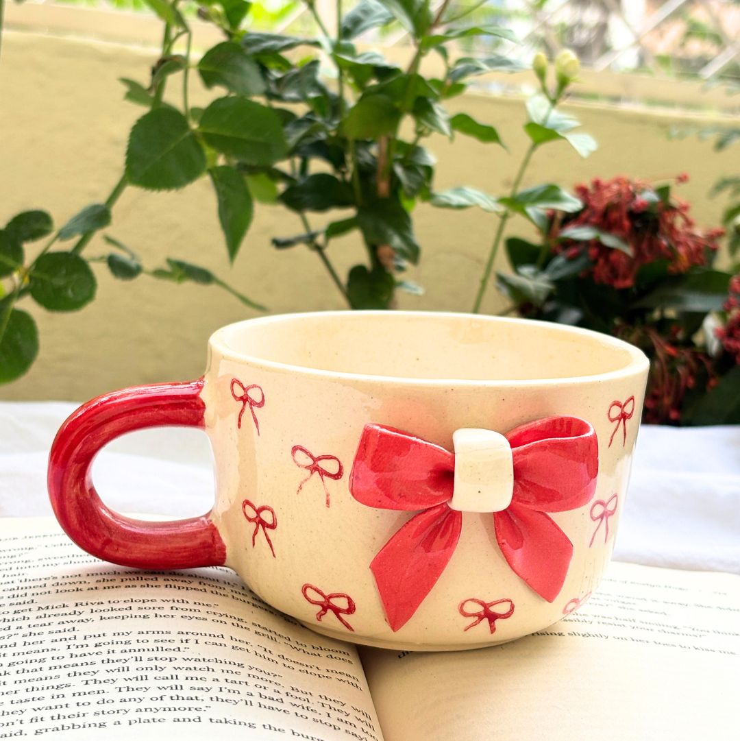 Crimson Bow Ceramic Soup/Coffee Cup
