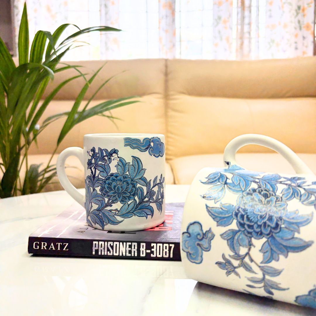 Daisy white Ceramic Mug – Handcrafted Coffee & Tea Mugs