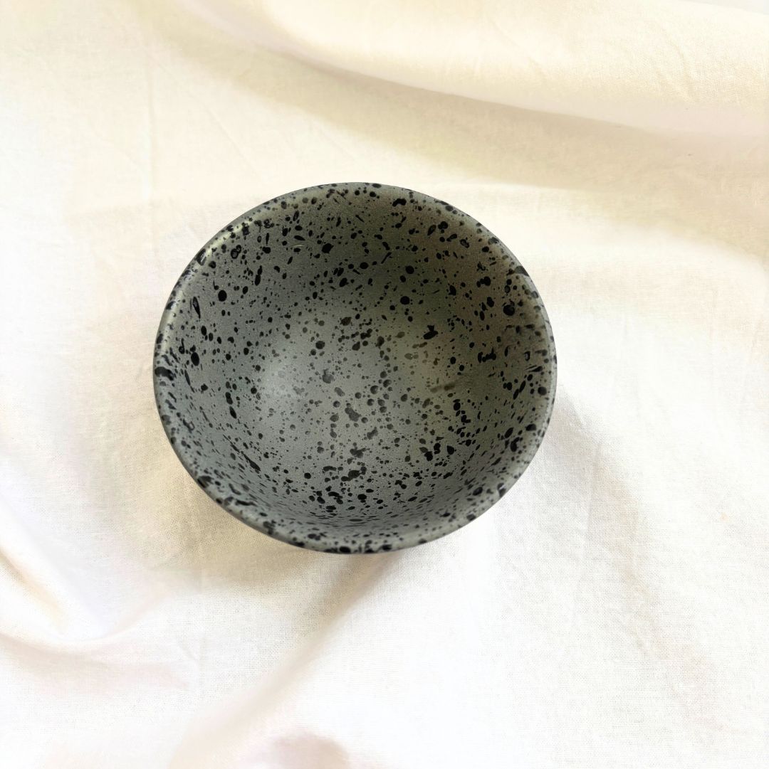 Dotted Black Ceramic Bowl/Katori