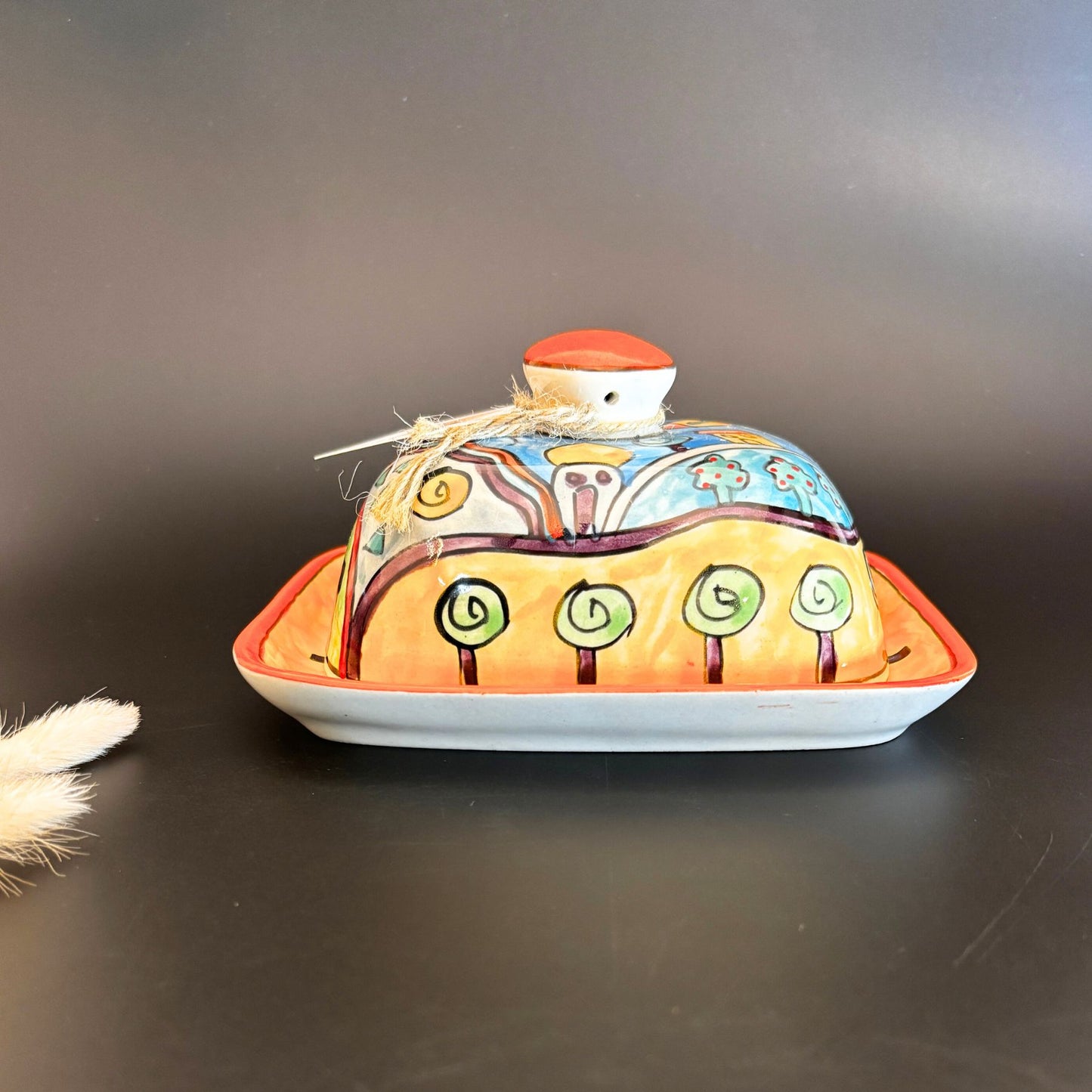 Utterly Butter Scotch Butter Dish | Orange Ceramic Butter Dish