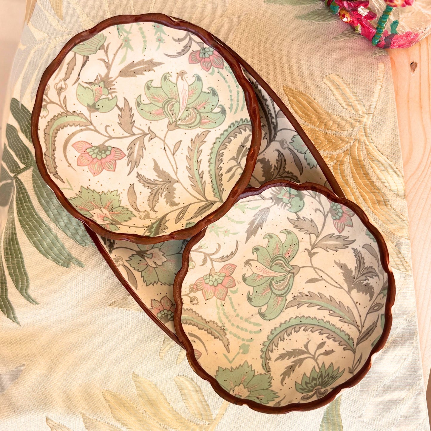 Bay Decal Platter set of 3 - Ceramic Serve Platter Set