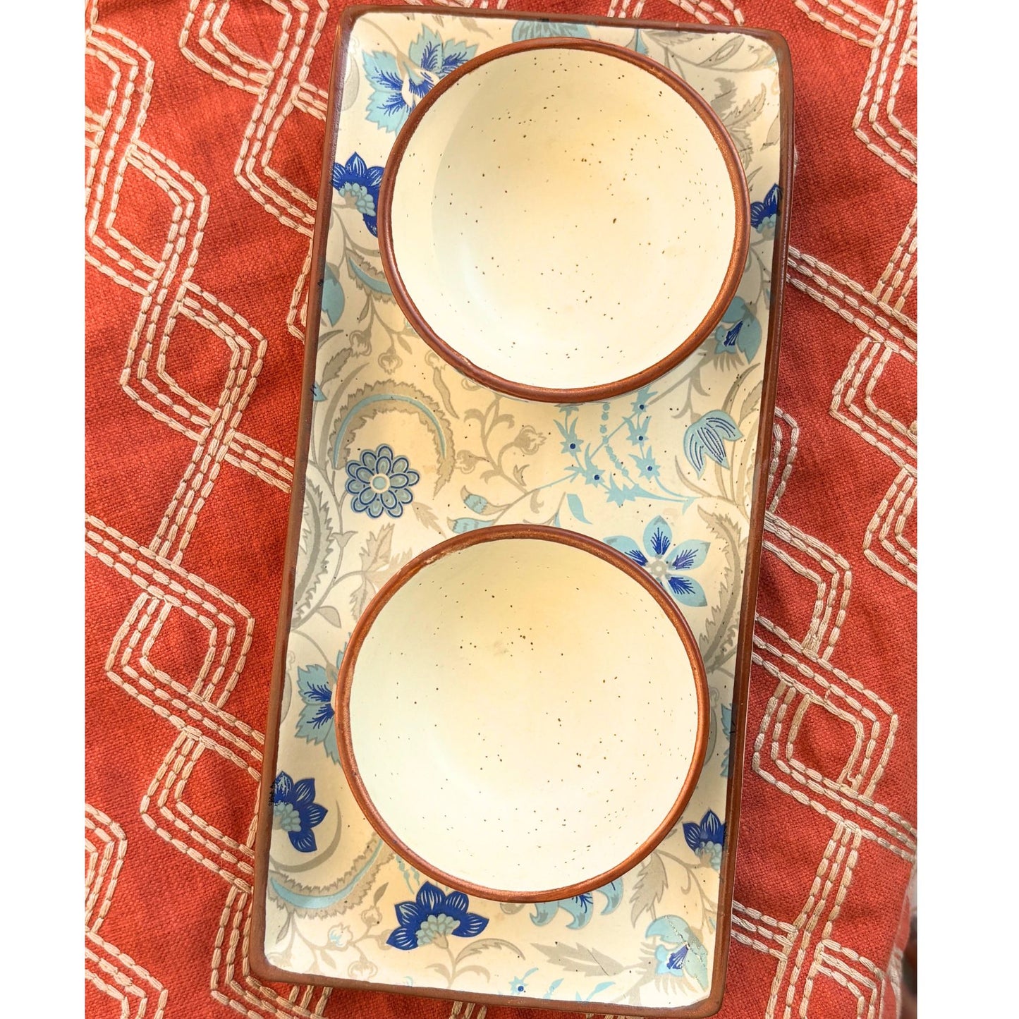 Decal Poplar Platter set of 3 - Ceramic Tray with Bowl