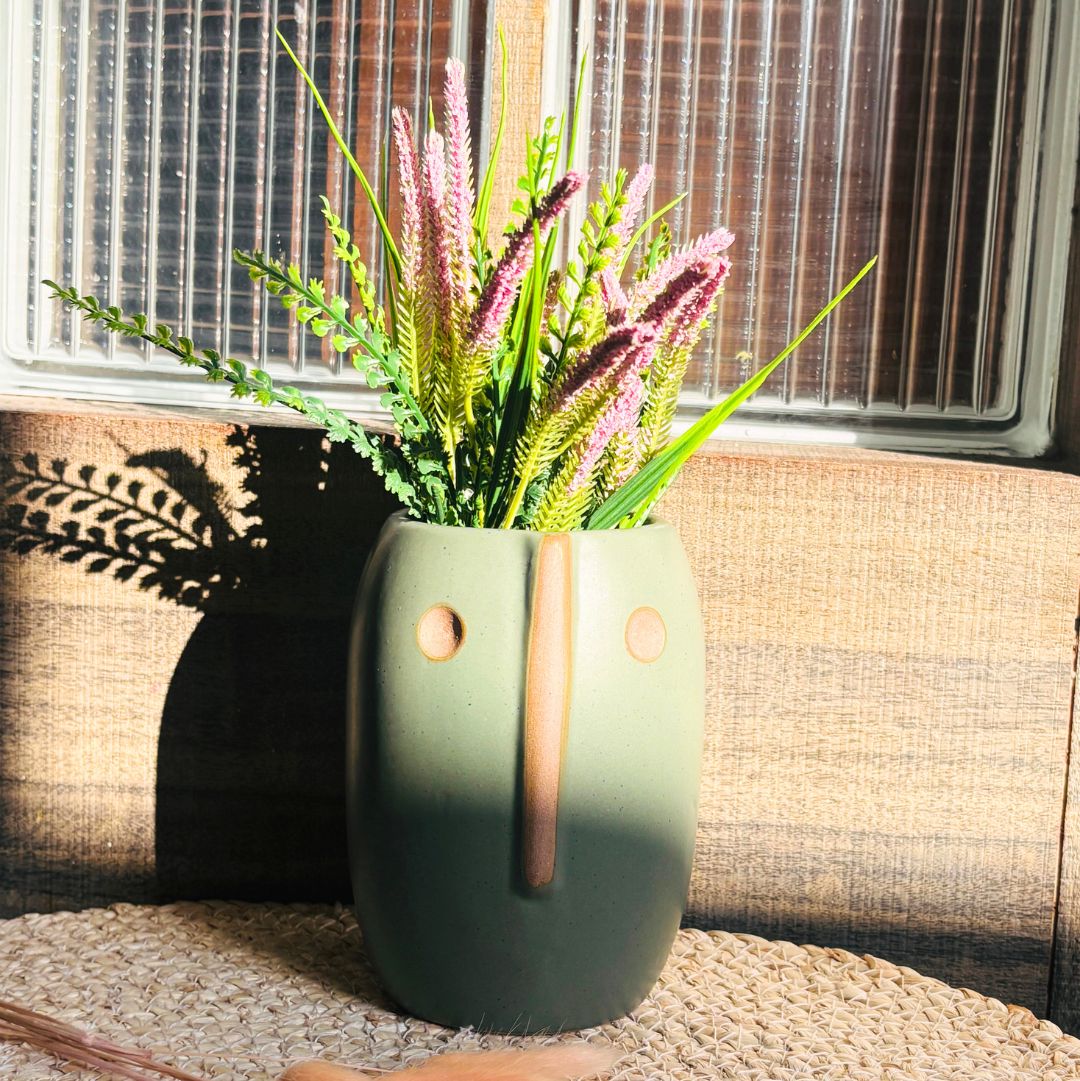 Radiant Green Face Vase - Medium