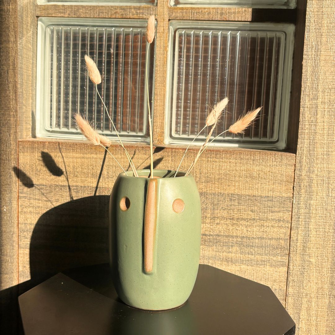 Radiant Green Face Vase - Medium