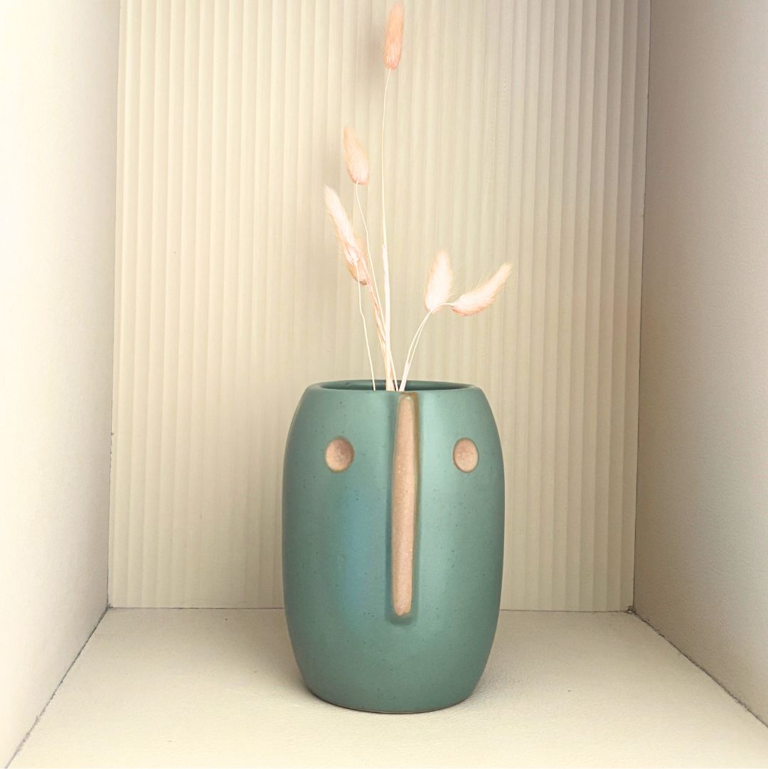Radiant Green Face Vase - Medium