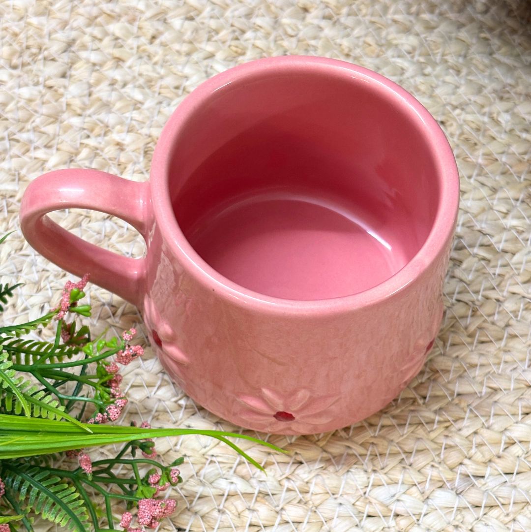 Rose Pink Ceramic Coffee Tea Mug Set of 2