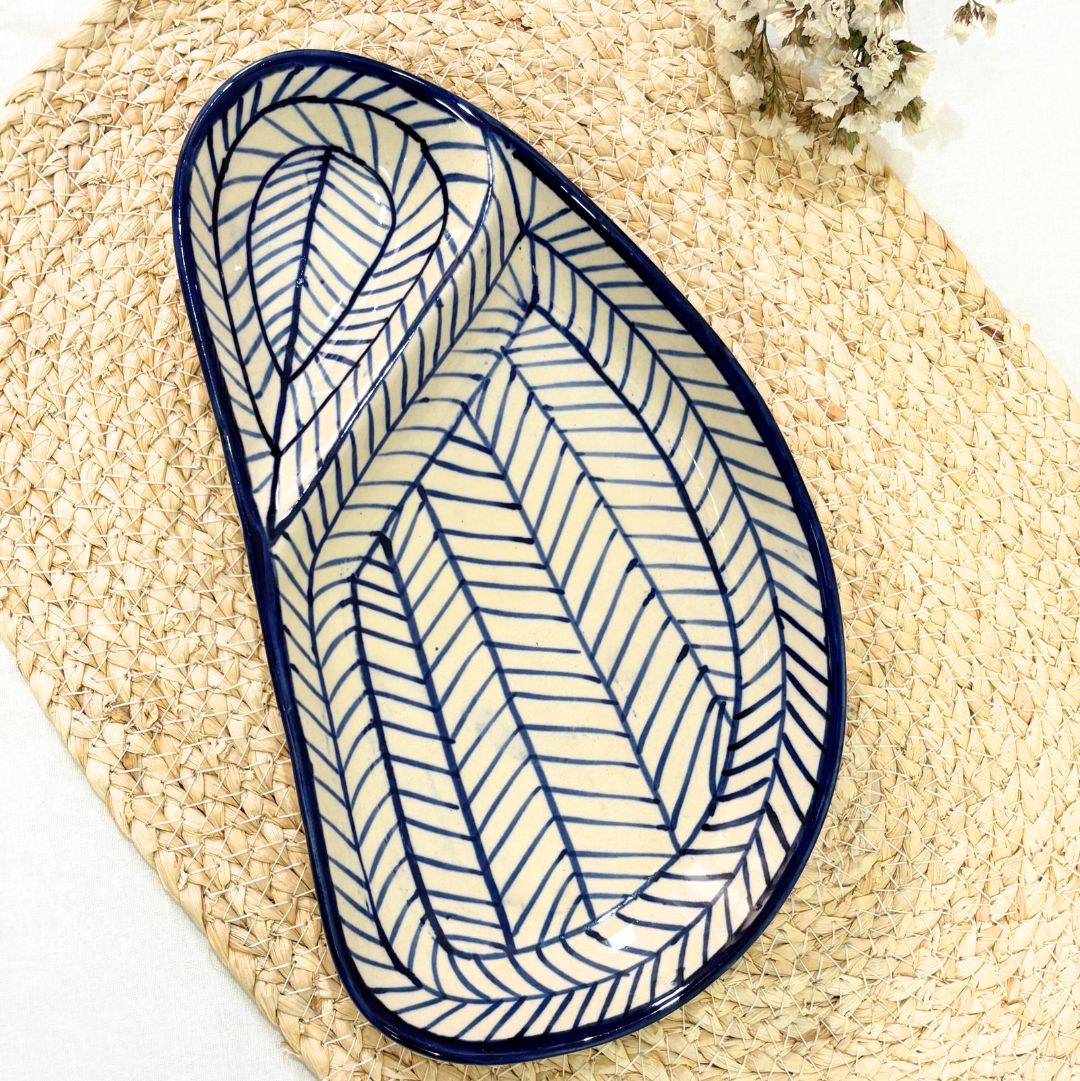 Blue Waters Ceramic Chip & Dip Platter – Handcrafted Serveware