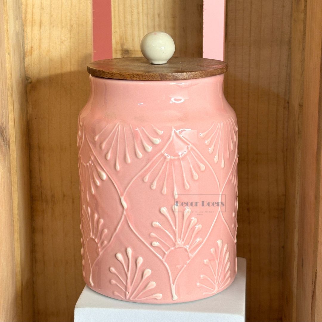 Blush Lilac Ceramic Airtight Jar Set of 2