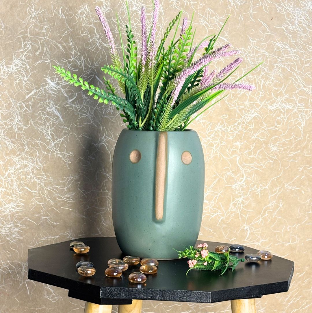 Radiant Green Face Vase - Medium