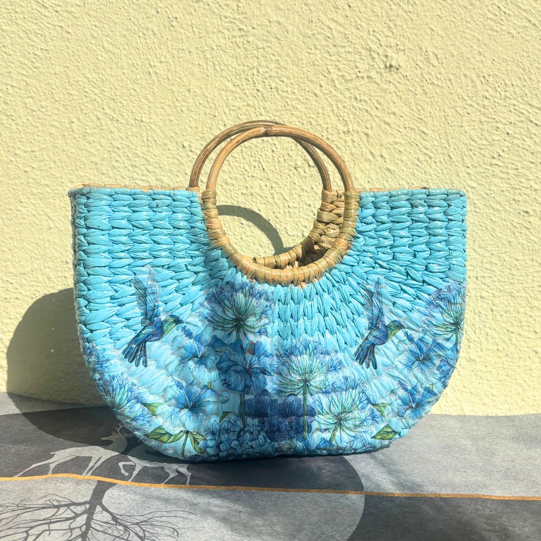 Blue Weaver Kauna Bag - Nagaland Natural Grass