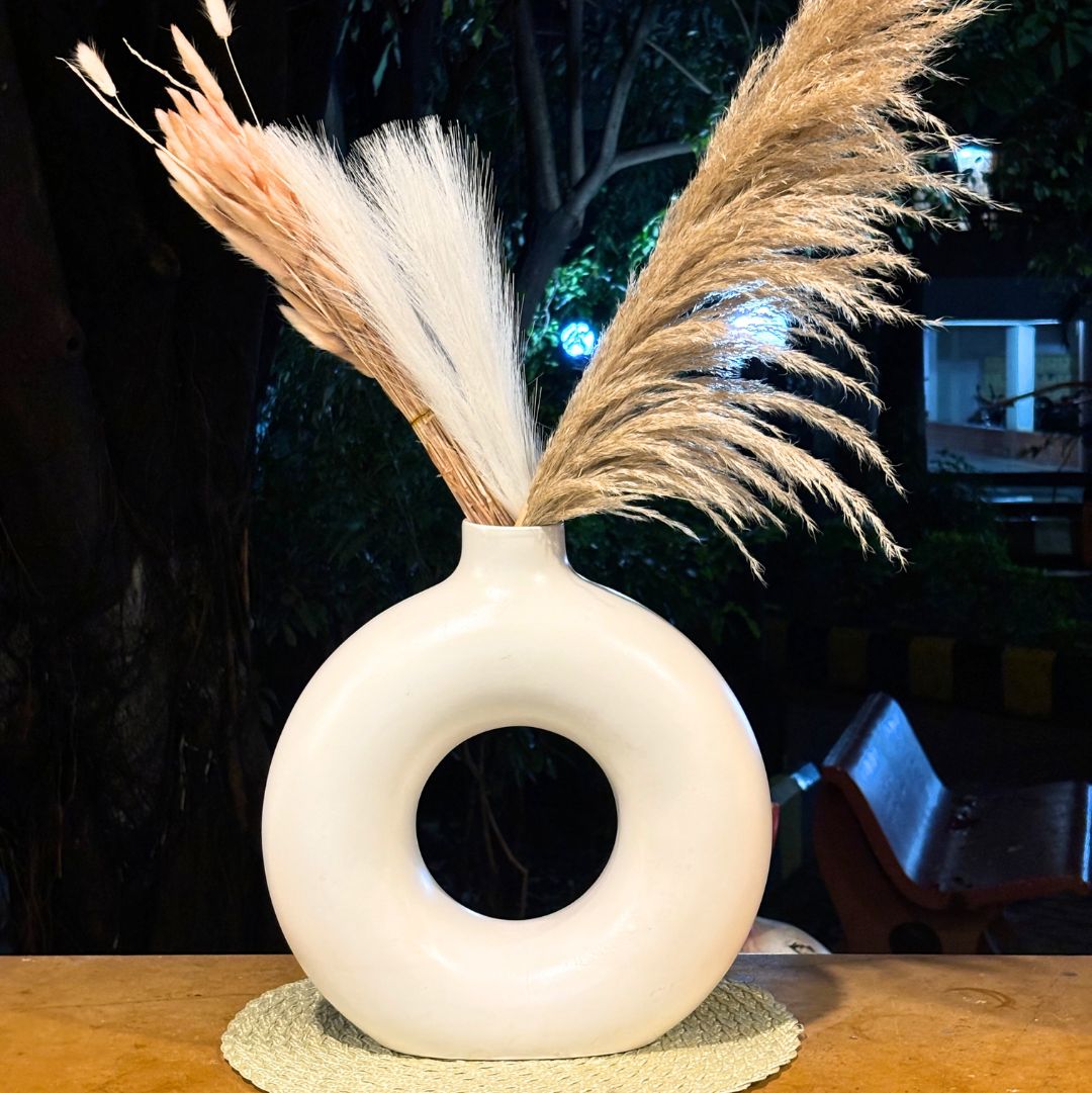 Halo Jumbo Donut Vase - Ceramic White | Modern Sculptural