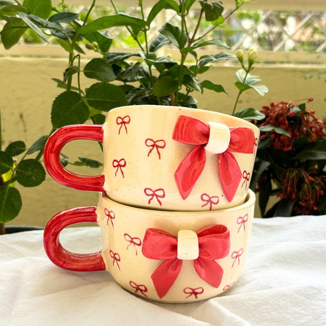Crimson Bow Ceramic Soup/Coffee Cup