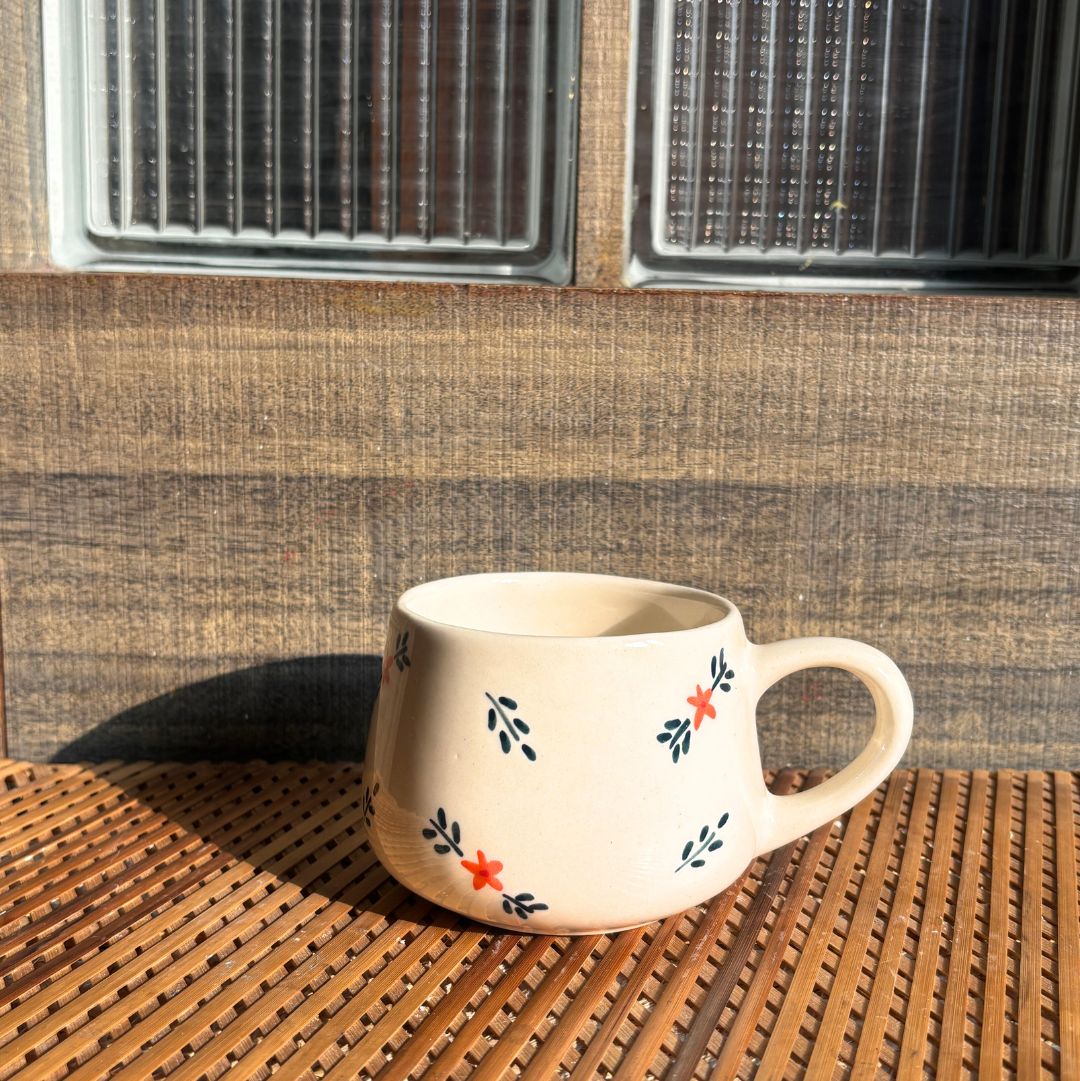 Motif Coffee Mug - Ceramic White Set of 2