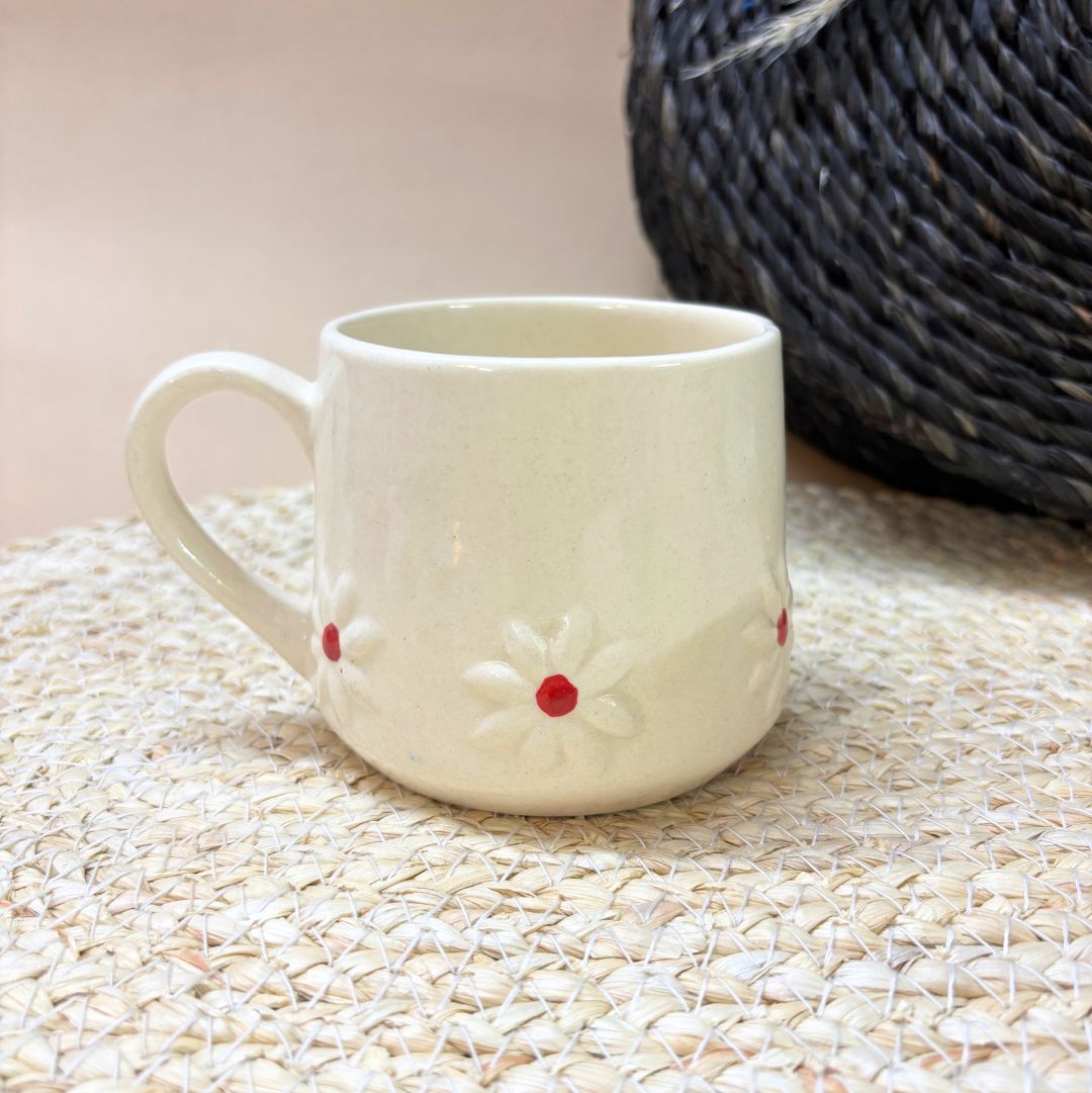 Pink and White Flower Mug Set of 2