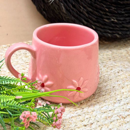 Rose Pink Ceramic Coffee Tea Mug Set of 2