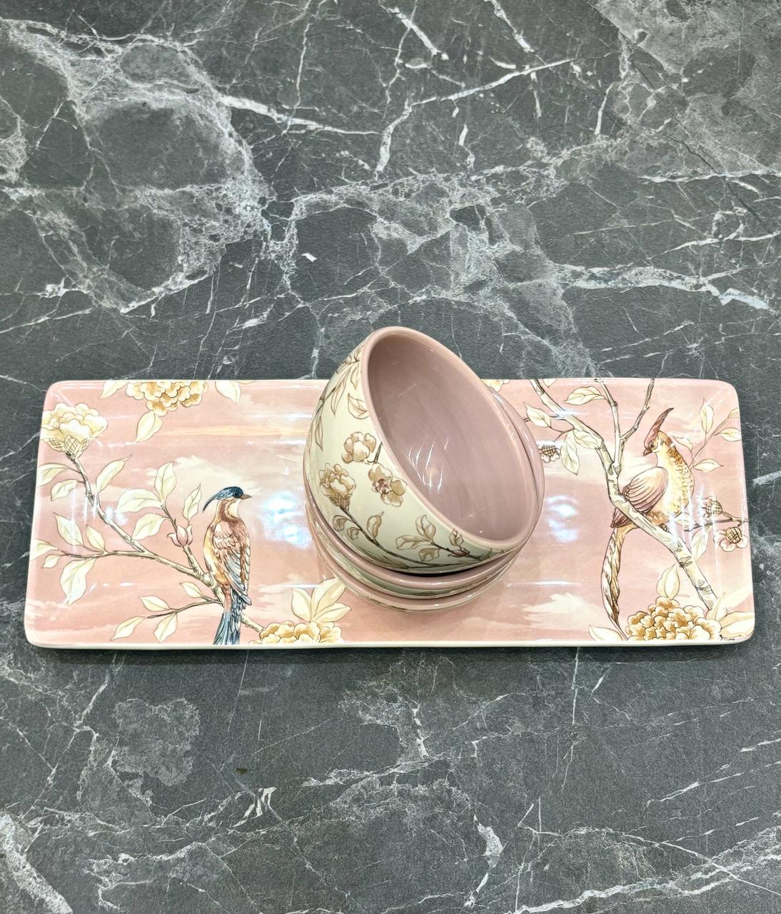 Flamingo Ceramic Platter Set | Decal Print