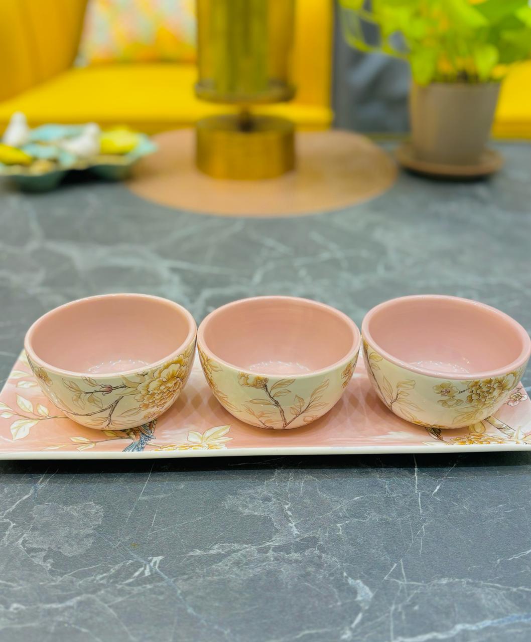Flamingo Ceramic Platter Set | Decal Print