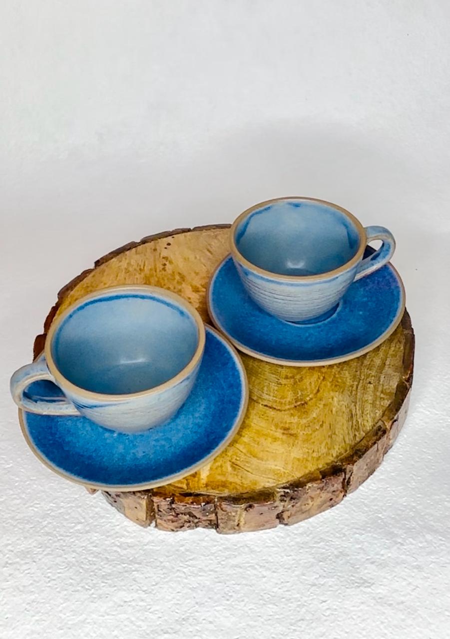 Rustic Azure Tea Cup Set Blue
