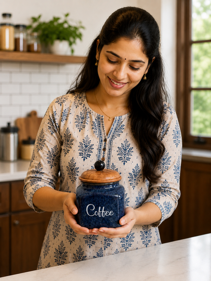 Ceramic Tea, Coffee, and Sugar Airtight Jar Set of 3 | Kitchen Storage