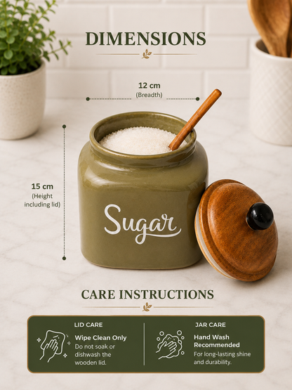 Ceramic Tea, Coffee, and Sugar Airtight Jar Set of 3 | Kitchen Storage