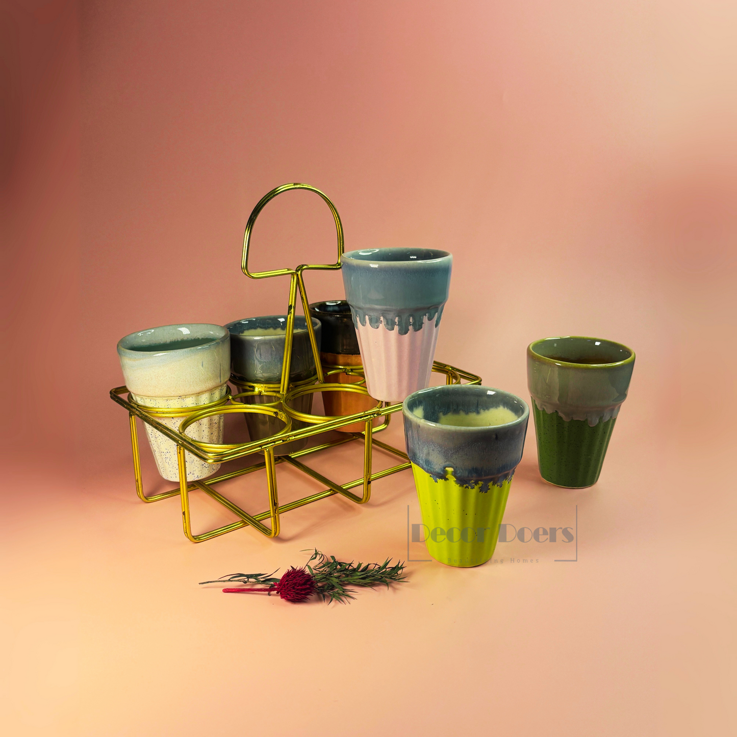 Bombay Cutting Chai Set of 6 with stand