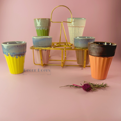 Bombay Cutting Chai Set of 6 with stand