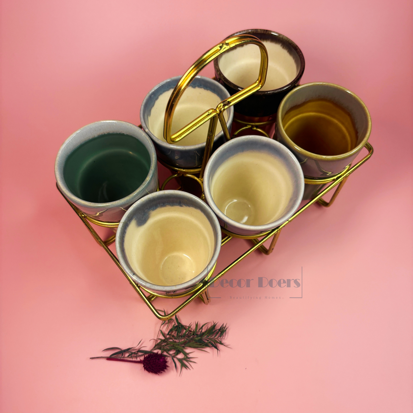 Bombay Cutting Chai Set of 6 with stand