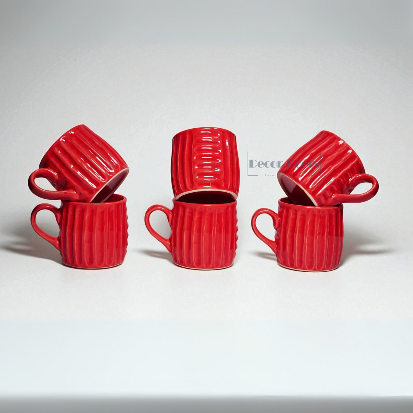 Premium Red Tea Cups Set of 6 | Luxury Ceramic Cups for Tea and Coffee Lovers