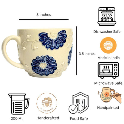 Sara White Cone Handprinted Mug Set of 2
