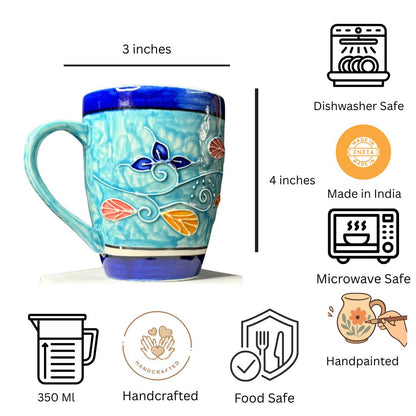 Sandra Blue Cone Handpainted Mug Set of 2