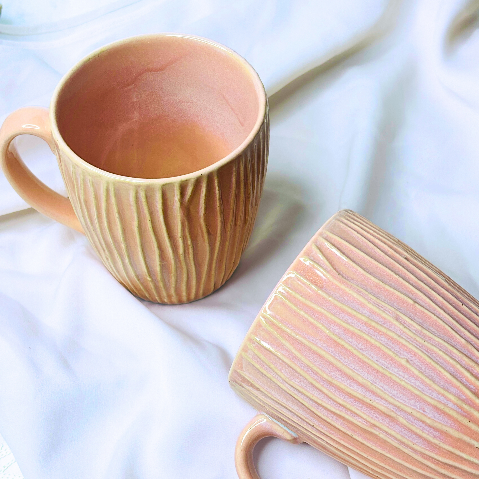 Pastel Stripe Ceramic Coffee Mug Pink