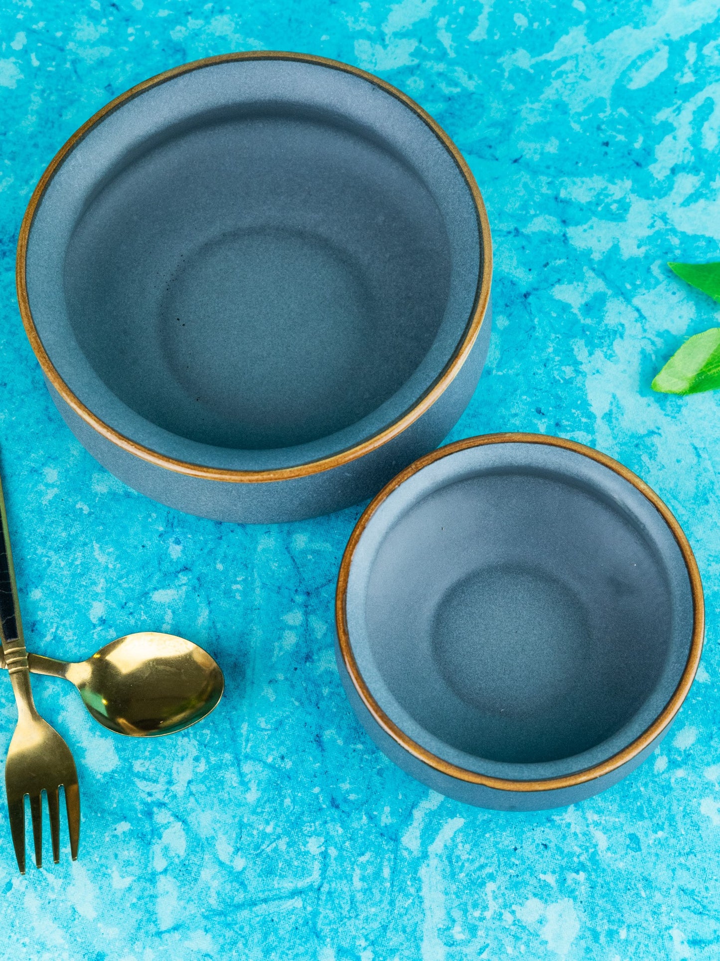 Azure Harmony Serving Ceramic Bowl/Handi Set of 2