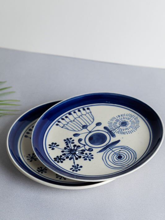 Indigo Bloom Artisan Plates