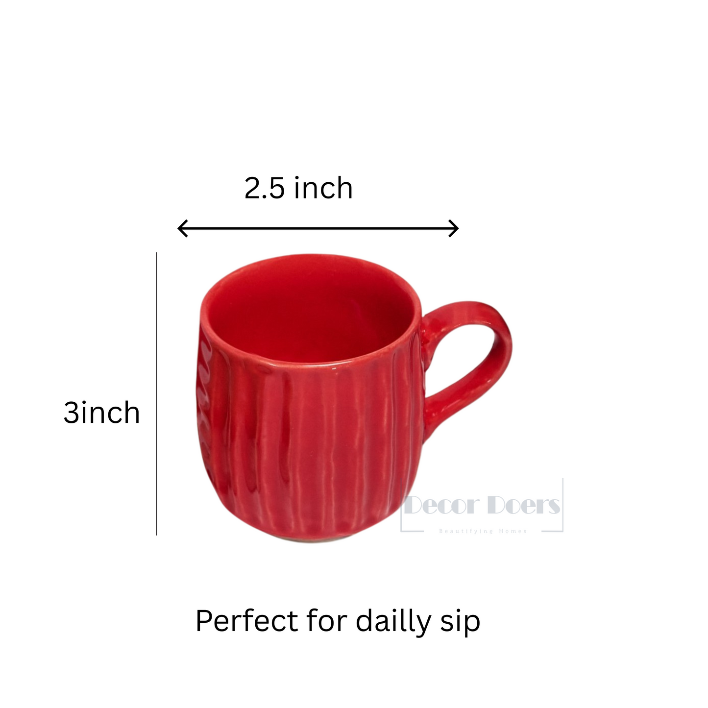 Premium Red Tea Cups Set of 6 | Luxury Ceramic Cups for Tea and Coffee Lovers