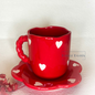 Red Heart Mug with Saucer - Best-Selling Gift Mug