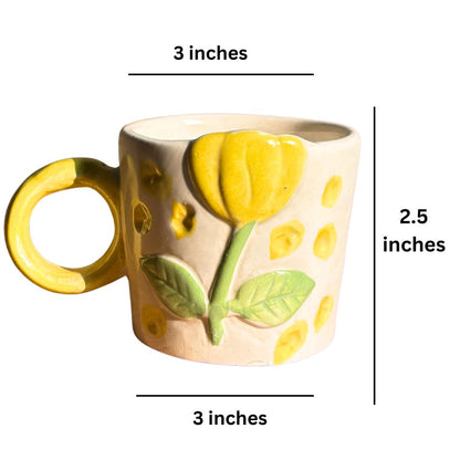 Yellow Flower Mug – Elegant Floral Ceramic Coffee Mug Set of 2