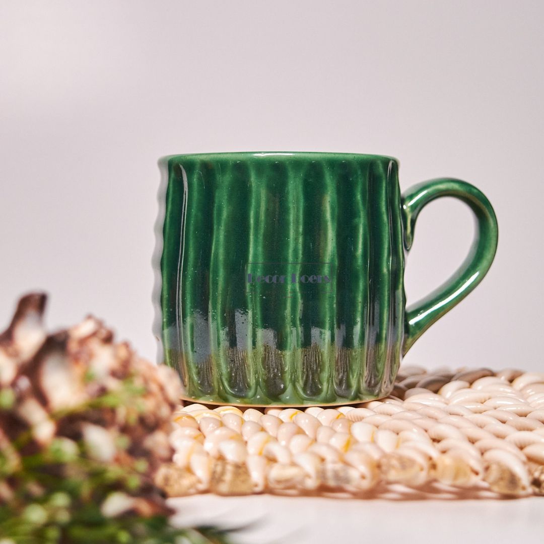 Premium Luxe Green Ceramic Tea Cup Set of 6 – Classic Finish
