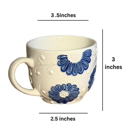 Sara White Cone Handprinted Mug Set of 2