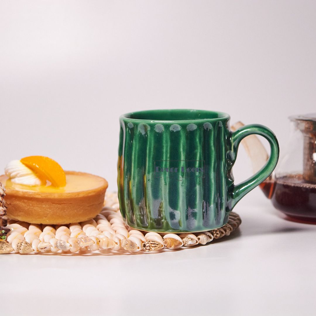 Premium Luxe Green Ceramic Tea Cup Set of 6 – Classic Finish