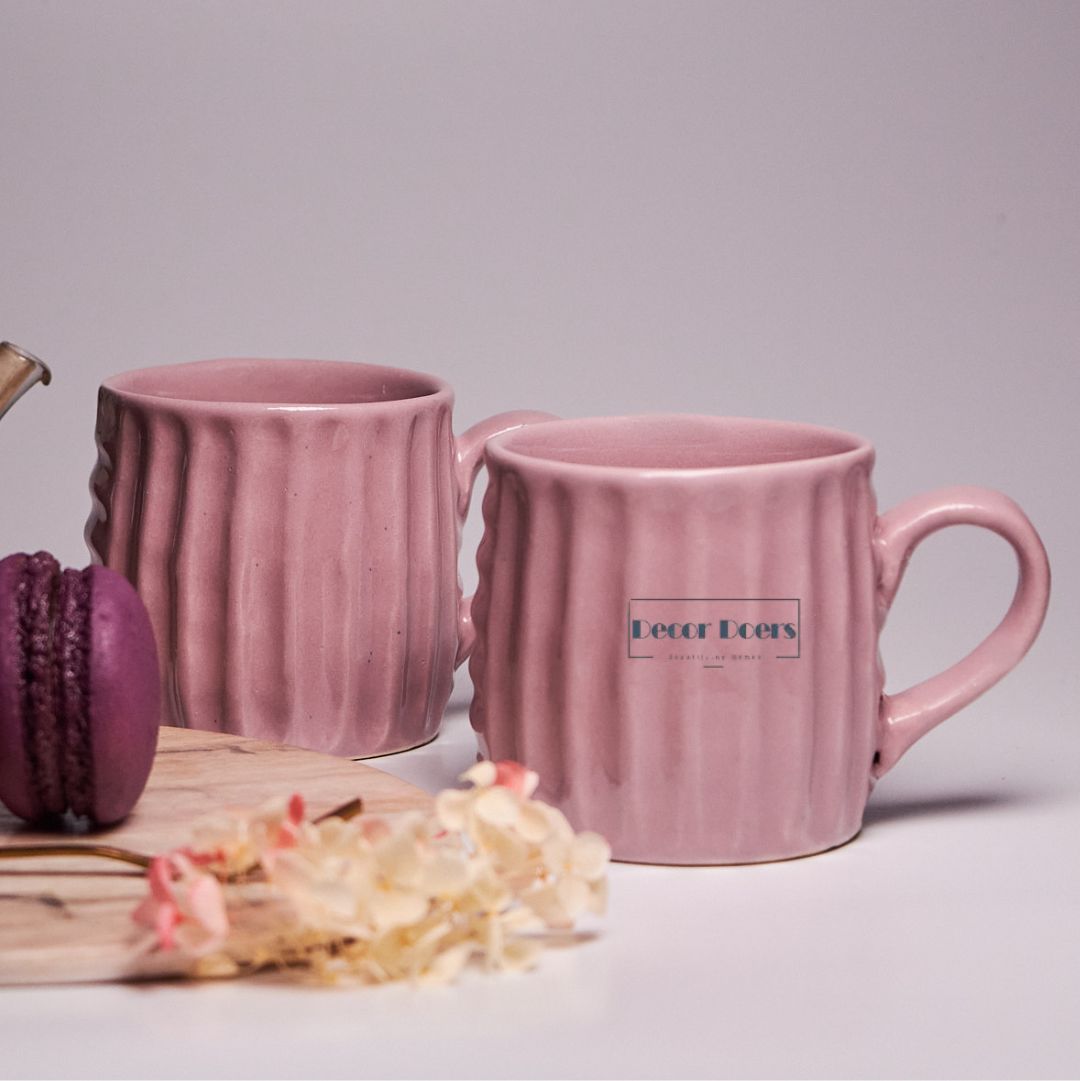Luxe Mauve Ceramic Tea Cups Set of 6