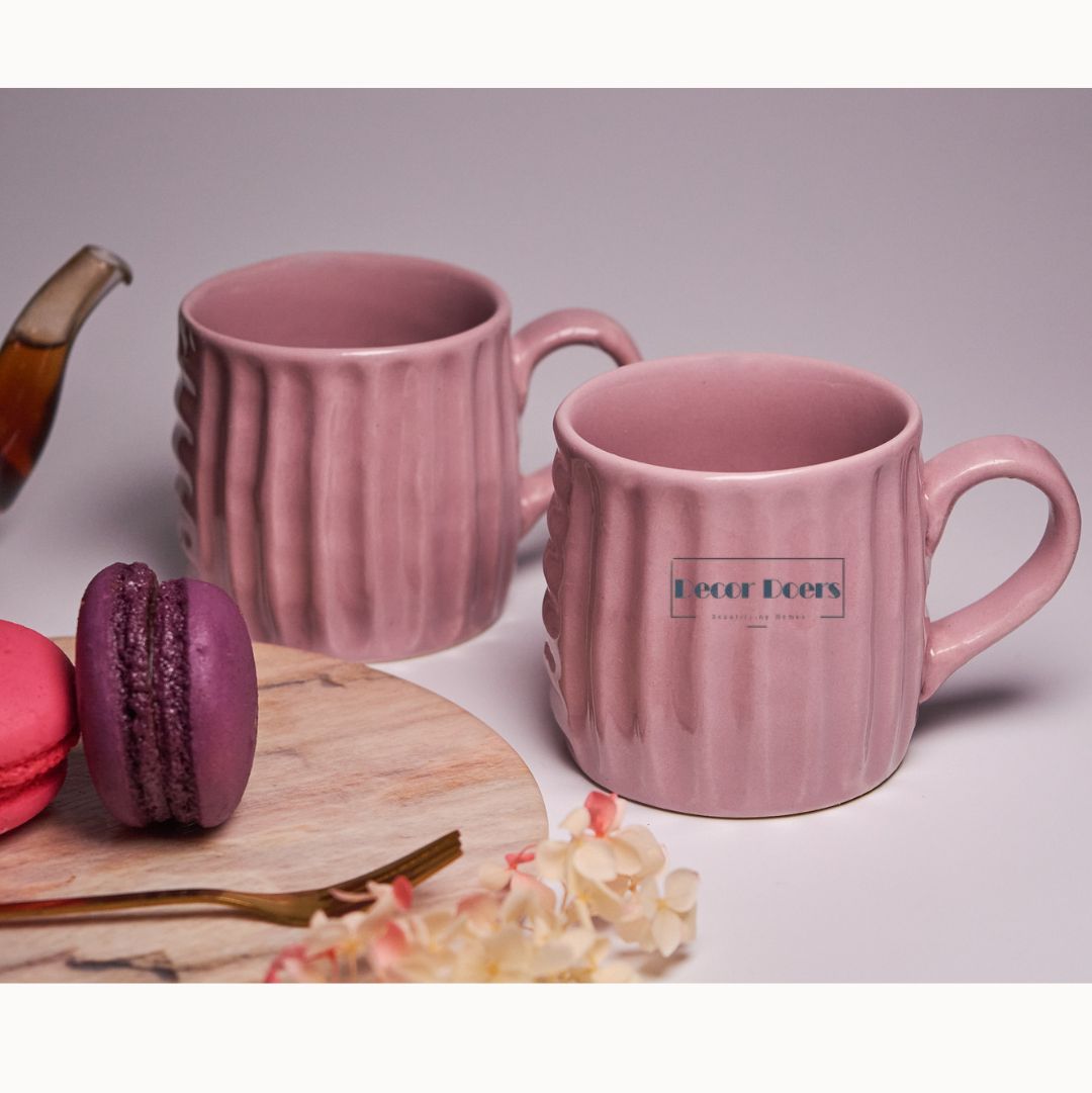 Luxe Mauve Ceramic Tea Cups Set of 6