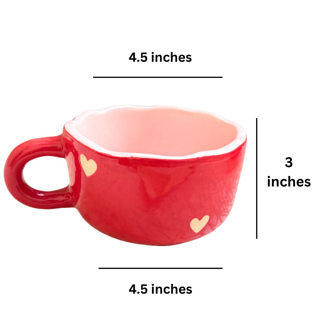 Stylish Scarlet Heart Red Ceramic Soup Cup