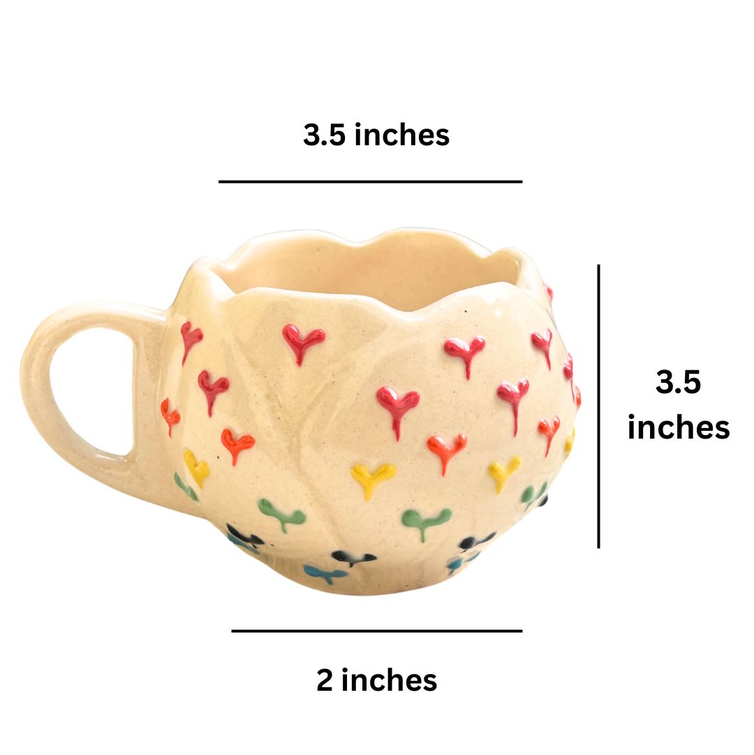 Hand-Painted Lotus Heart Coffee Mug Set of 2