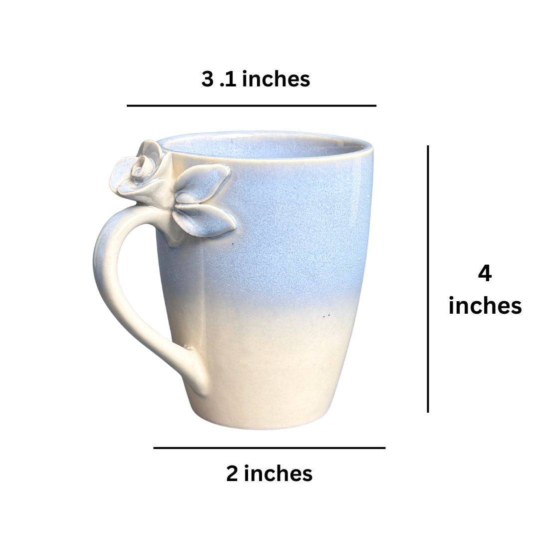 Sapphire Blooming Ceramic Coffee Mug Set with Bowl – Handcrafted Luxury