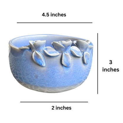 Sapphire Blooming Ceramic Coffee Mug Set with Bowl – Handcrafted Luxury