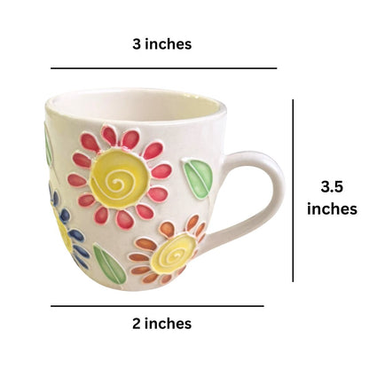 Floral World Cone Handmade Ceramic Tea Cups Set of 6