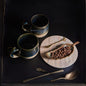 Premium Olive Bird Ceramic Mug with Trinket Plate  Set of 3