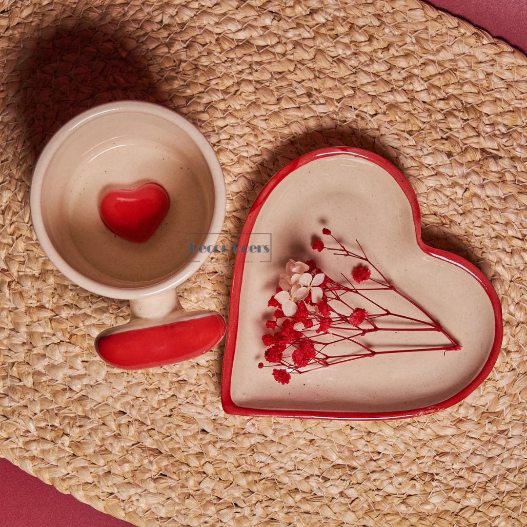 Love Brew Tea & Coffee Cup with Saucer | Romantic Ceramic Set