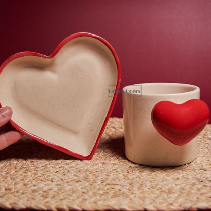 Love Brew Tea & Coffee Cup with Saucer | Romantic Ceramic Set