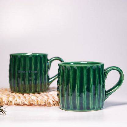 Premium Luxe Green Ceramic Tea Cup Set of 6 – Classic Finish